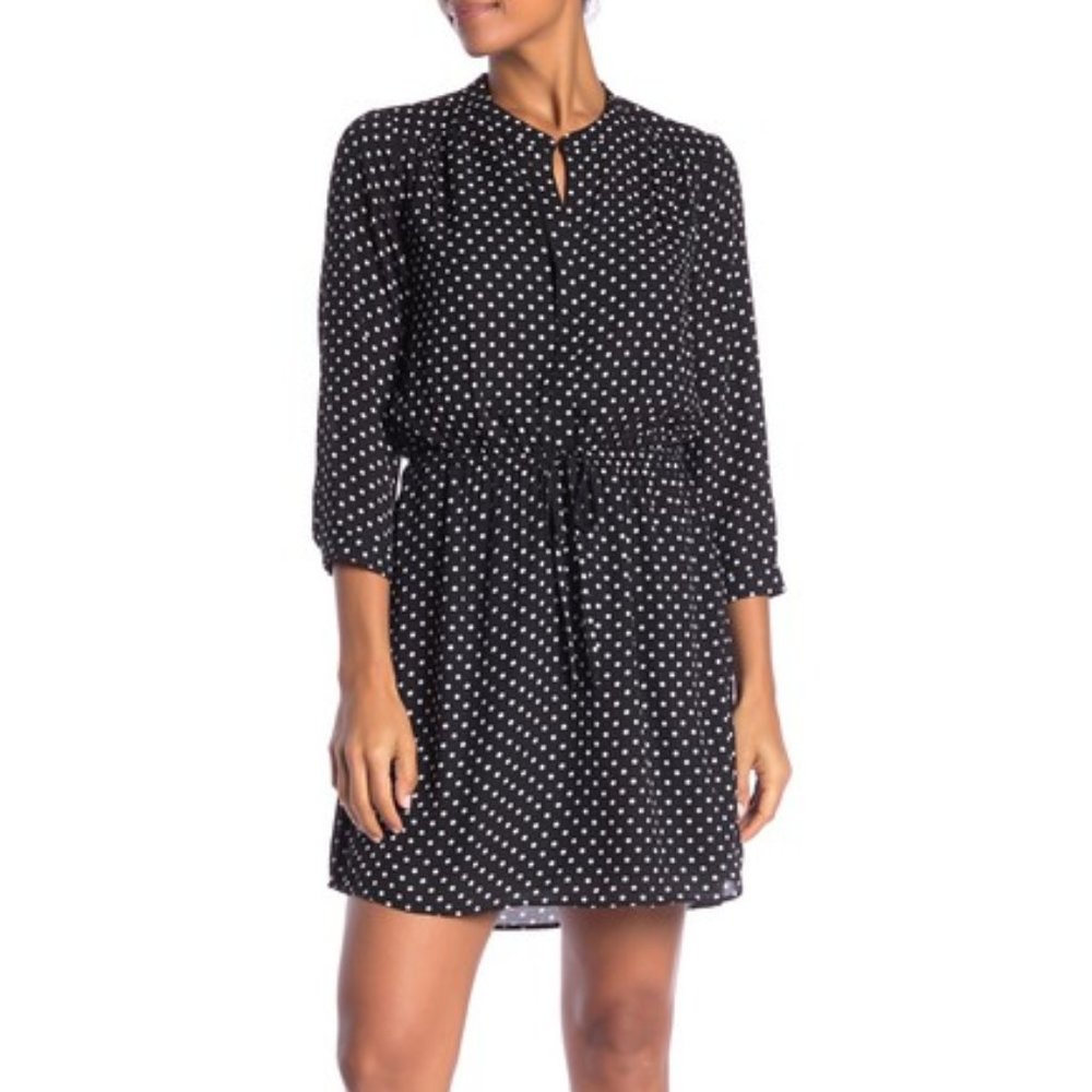 DR2 Women's Black and White Polka Dot Dress